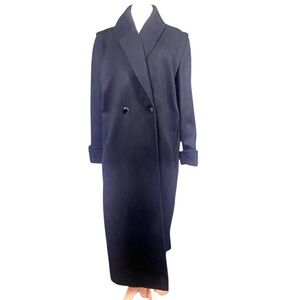 Vintage Ruby Martin Long Black Overcoat Womens 18 Wool Blend Double Breasted